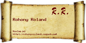 Rohony Roland névjegykártya